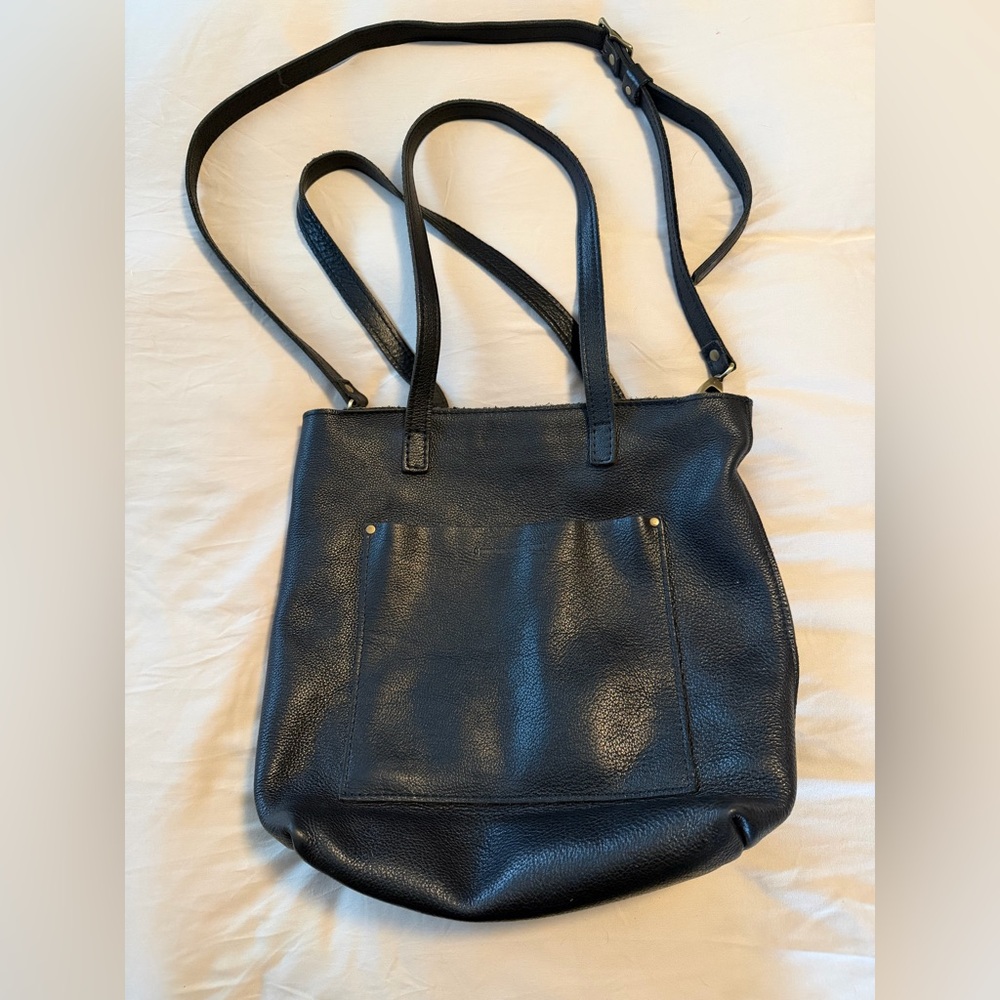 Portland Leather Black Leather Crossbody Tote